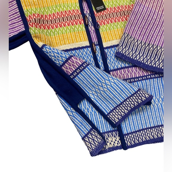 NEW Hand Woven Heavy Knit Multi Colored Aztec Boho Colorful Size Large Jacket - Picture 4 of 4